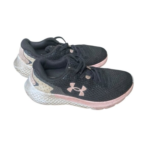 Under Armour Shoes 13K Girls Black Pink Running Sneaker UA Sport Slip On No Lace - Picture 4 of 6